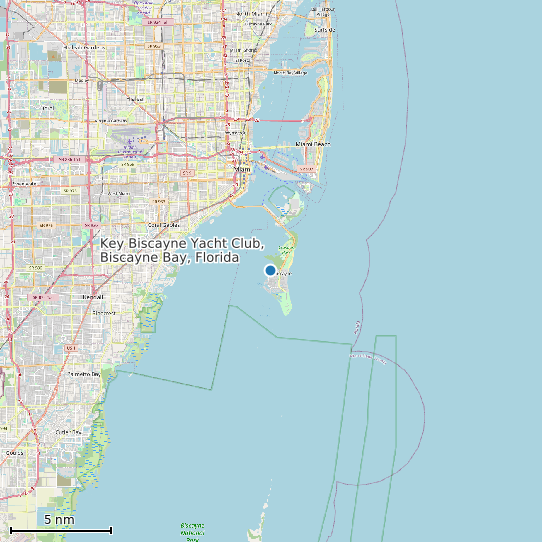 Map of Key Biscayne Yacht Club, Biscayne Bay, Florida Tide Prediction Station