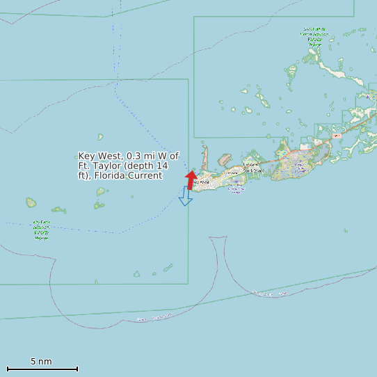 Map of Key West, 0.3 mi W of Ft. Taylor (depth 14 ft), Florida Current Prediction Station