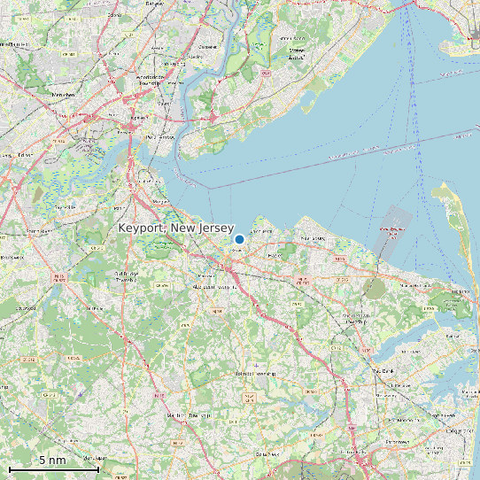 Map of Keyport, New Jersey Tide Prediction Station