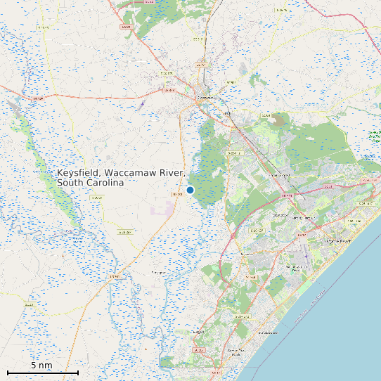 Map of Keysfield, Waccamaw River, South Carolina Tide Prediction Station
