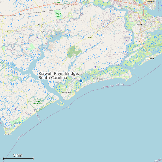 Map of Kiawah River Bridge, South Carolina Tide Prediction Station
