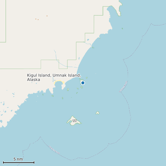 Map of Kigul Island, Umnak Island, Alaska Tide Prediction Station