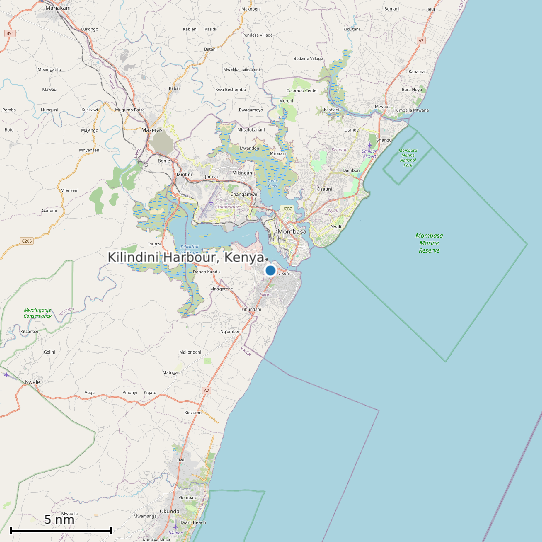 Map of Kilindini Harbour, Kenya Tide Prediction Station