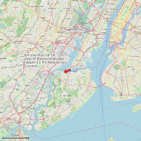 Map of Kill Van Kull LB 14, east of Bayonne Bridge (depth 11 ft), New Jersey Current Prediction Station