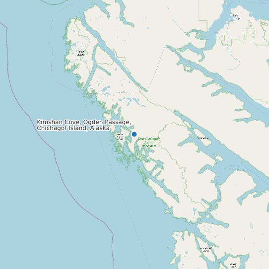 Map of Kimshan Cove, Ogden Passage, Chichagof Island, Alaska Tide Prediction Station