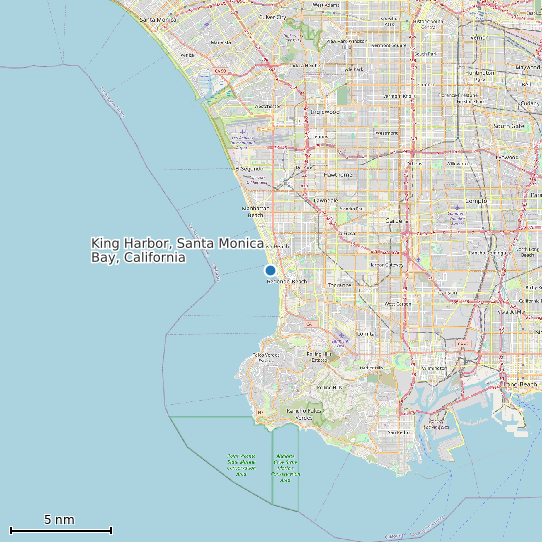 Map of King Harbor, Santa Monica Bay, California Tide Prediction Station