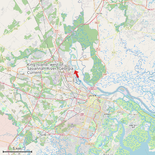 Map of King Island, west of, Savannah River, Georgia Current Prediction Station