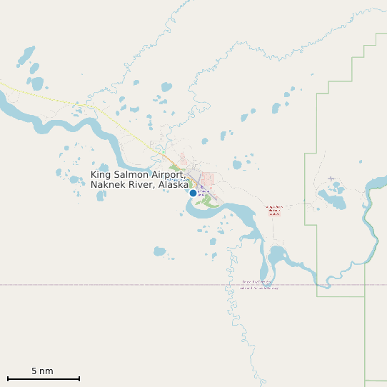 Map of King Salmon Airport, Naknek River, Alaska Tide Prediction Station