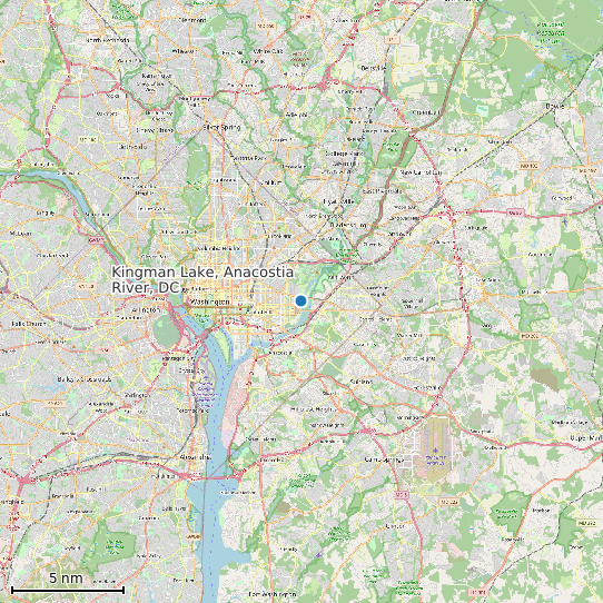 Map of Kingman Lake, Anacostia River, DC Tide Prediction Station