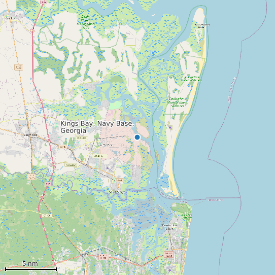 Map of Kings Bay, Navy Base, Georgia Tide Prediction Station