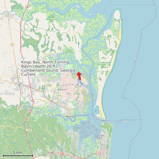 Map of Kings Bay, North Turning Basin (depth 26 ft), Cumberland Sound, Georgia Current Prediction Station