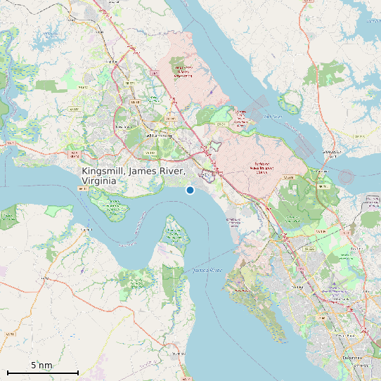 Map of Kingsmill, James River, Virginia Tide Prediction Station