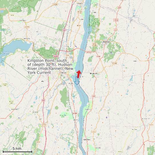 Map of Kingston Point, south of (depth 30 ft), Hudson River (midchannel), New York Current Prediction Station