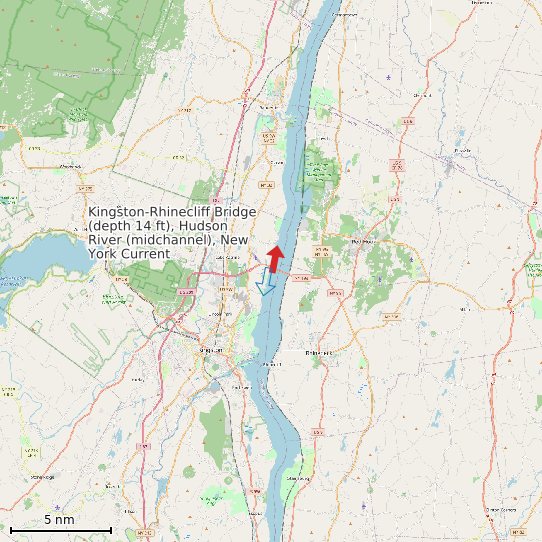 Map of Kingston-Rhinecliff Bridge (depth 14 ft), Hudson River (midchannel), New York Current Prediction Station