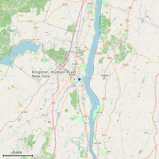 Map of Kingston, Hudson River, New York Tide Prediction Station