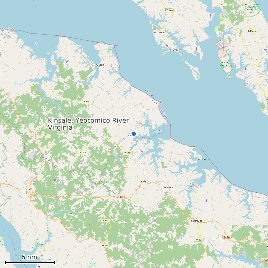Map of Kinsale, Yeocomico River, Virginia Tide Prediction Station