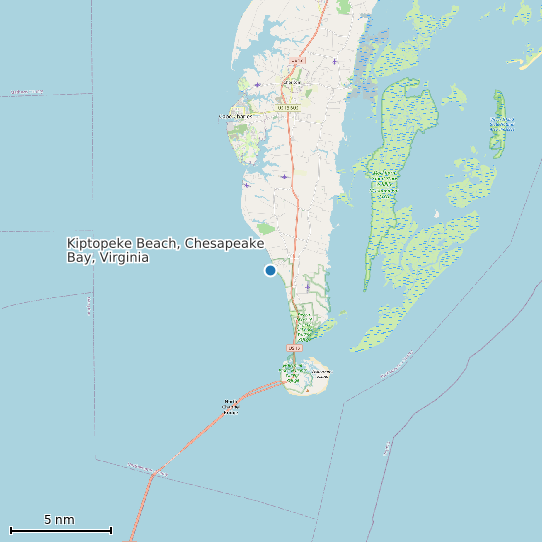 Map of Kiptopeke Beach, Chesapeake Bay, Virginia Tide Prediction Station