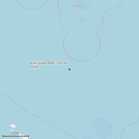 Map of Kirkcaldie Reef, Torres Strait Tide Prediction Station