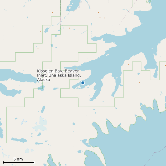 Map of Kisselen Bay, Beaver Inlet, Unalaska Island, Alaska Tide Prediction Station