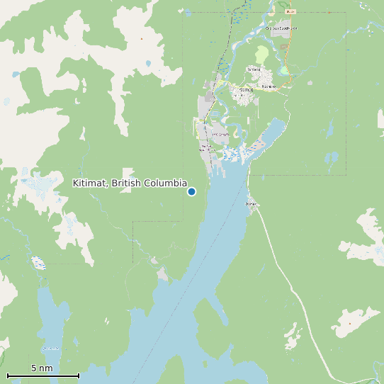 Map of Kitimat, British Columbia Tide Prediction Station