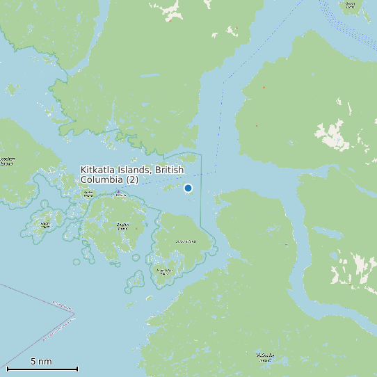 Map of Kitkatla Islands, British Columbia (2) Tide Prediction Station