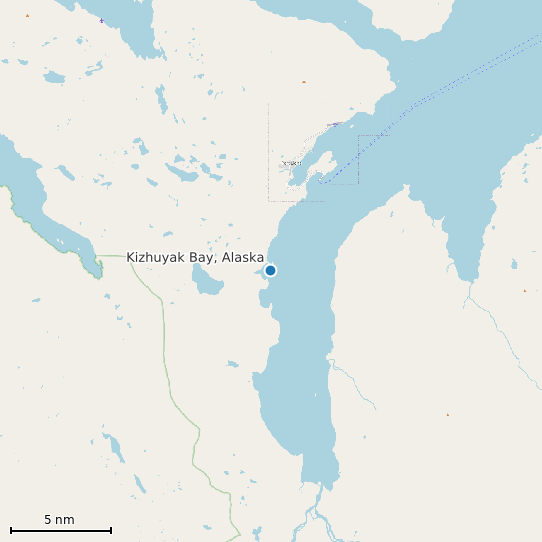 Map of Kizhuyak Bay, Alaska Tide Prediction Station