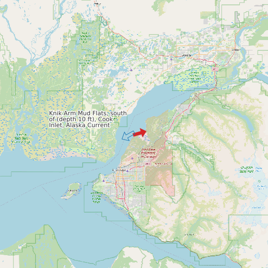 Knik Arm Mud Flats, south of (depth 10 ft), Cook Inlet, Alaska Current map