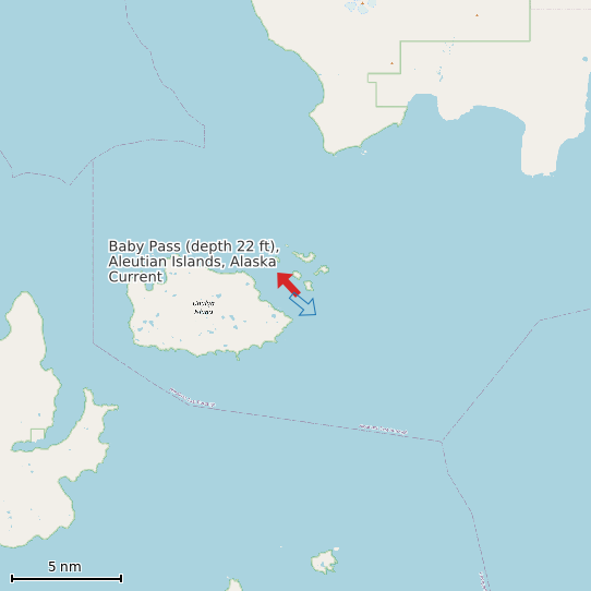 Map of Baby Pass (depth 22 ft), Aleutian Islands, Alaska Current Prediction Station
