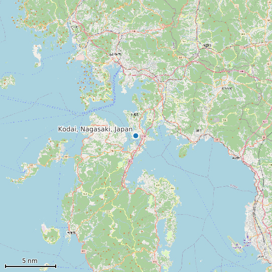 Map of Kodai, Nagasaki, Japan Tide Prediction Station