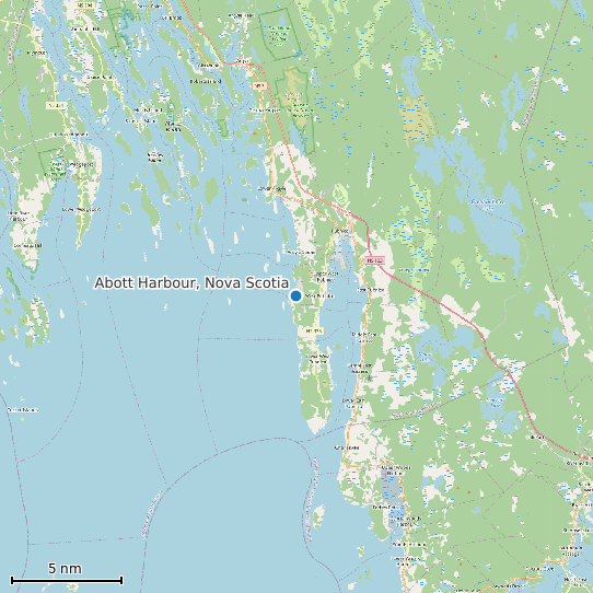 Map of Abott Harbour, Nova Scotia Tide Prediction Station