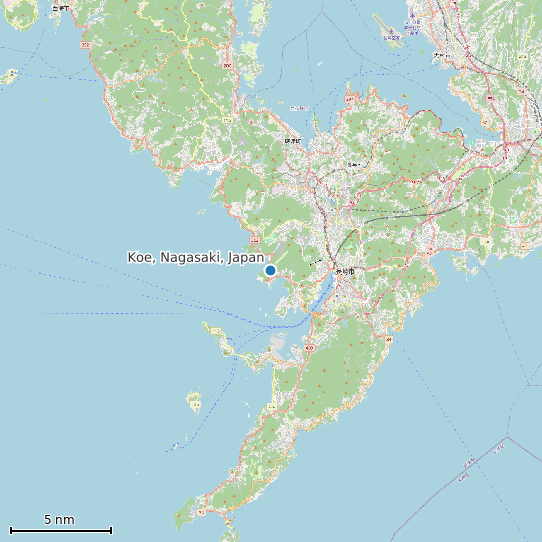 Map of Koe, Nagasaki, Japan Tide Prediction Station