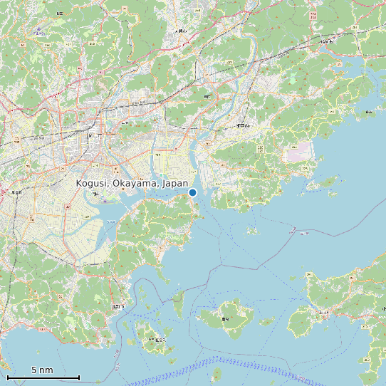 Map of Kogusi, Okayama, Japan Tide Prediction Station