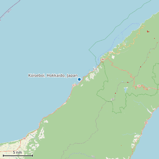 Map of Koiseboi, Hokkaido, Japan Tide Prediction Station