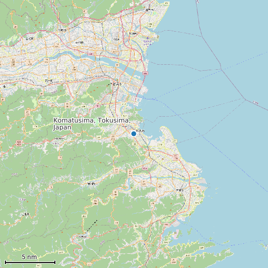 Map of Komatusima, Tokusima, Japan Tide Prediction Station