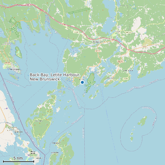 Map of Back Bay, Letite Harbour, New Brunswick Tide Prediction Station