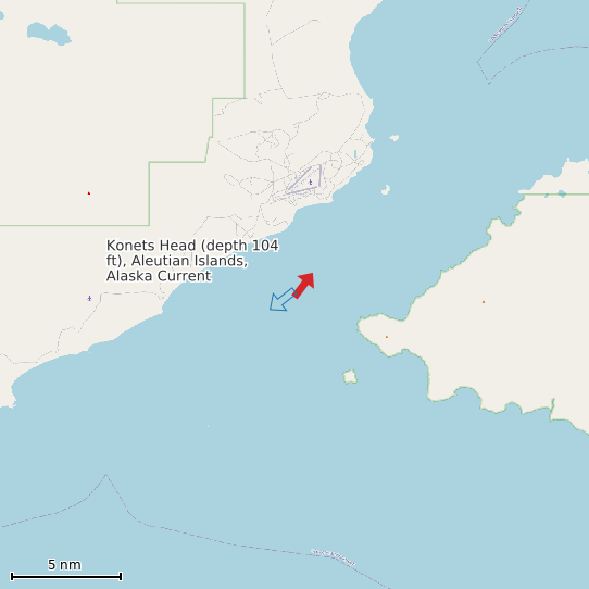 Map of Konets Head (depth 104 ft), Aleutian Islands, Alaska Current Prediction Station