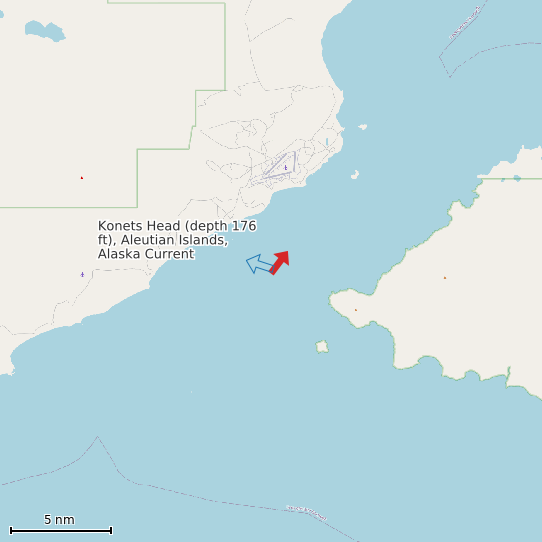 Map of Konets Head (depth 176 ft), Aleutian Islands, Alaska Current Prediction Station