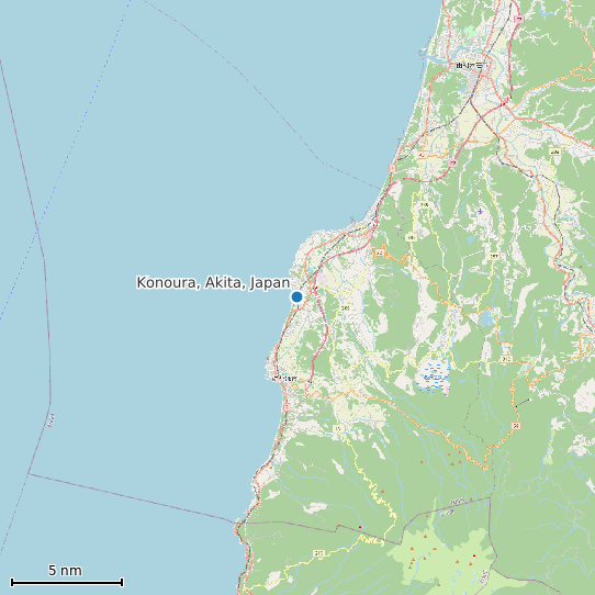 Map of Konoura, Akita, Japan Tide Prediction Station