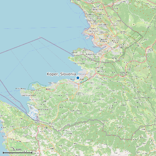 Map of Koper, Slovenia Tide Prediction Station