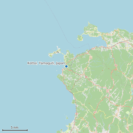 Map of Kottoi, Yamaguti, Japan Tide Prediction Station