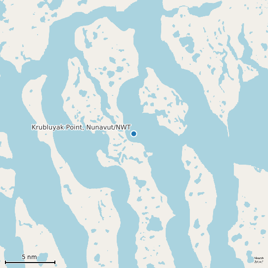 Map of Krubluyak Point, Nunavut/NWT Tide Prediction Station