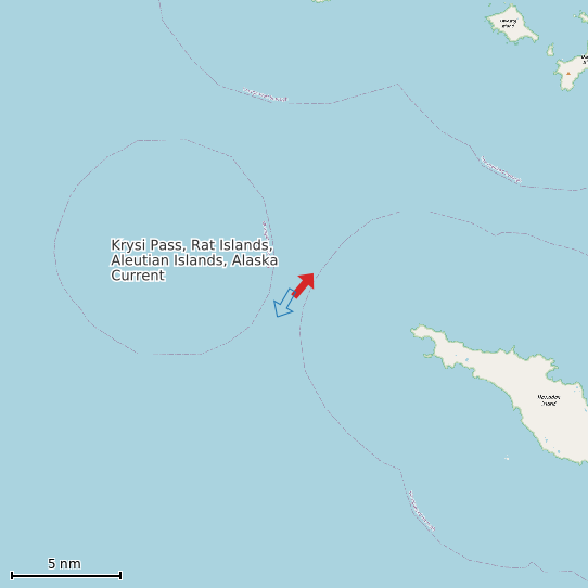 Map of Krysi Pass, Rat Islands, Aleutian Islands, Alaska Current Prediction Station