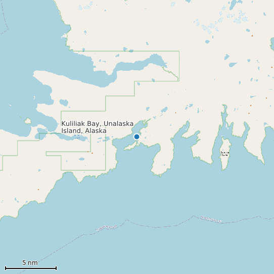 Map of Kuliliak Bay, Unalaska Island, Alaska Tide Prediction Station
