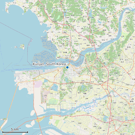 Map of Kunjan, South Korea Tide Prediction Station