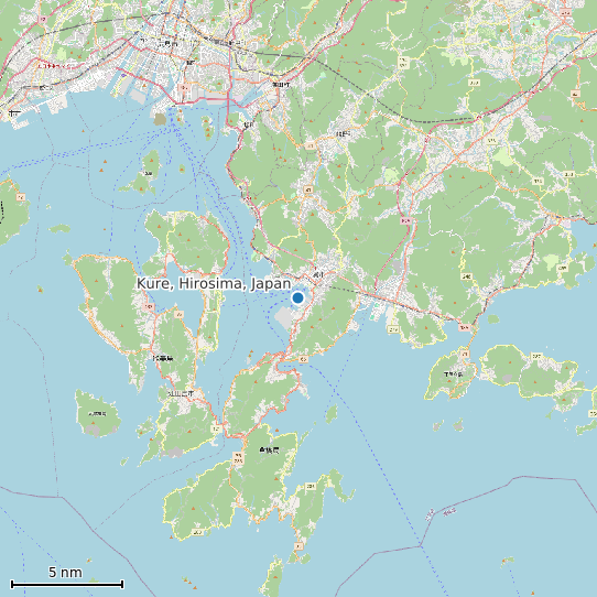 Map of Kure, Hirosima, Japan Tide Prediction Station