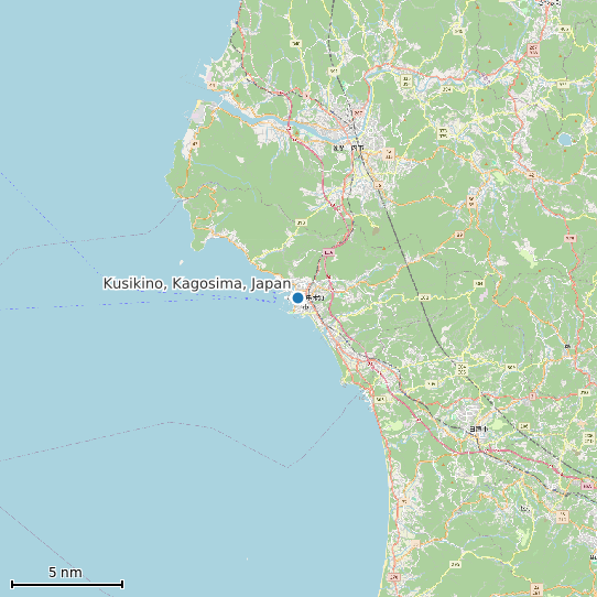 Map of Kusikino, Kagosima, Japan Tide Prediction Station