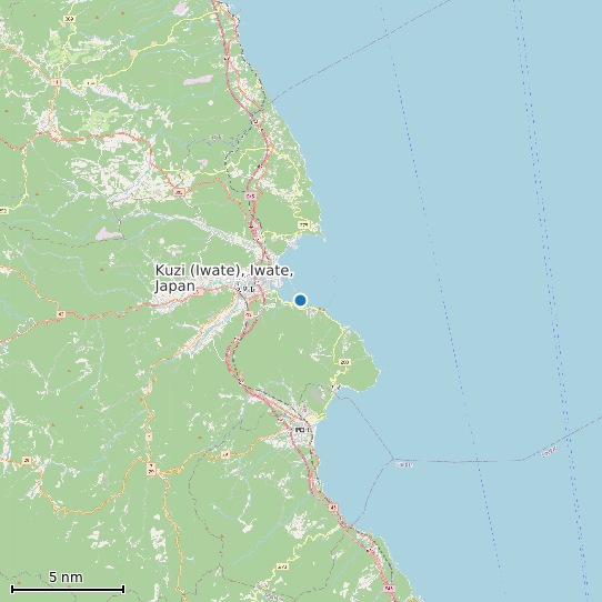 Map of Kuzi (Iwate), Iwate, Japan Tide Prediction Station