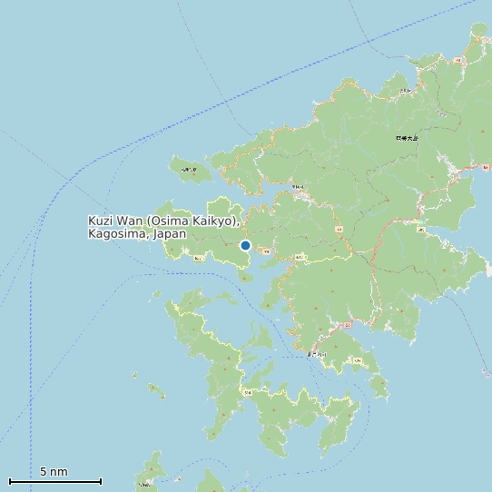Map of Kuzi Wan (Osima Kaikyo), Kagosima, Japan Tide Prediction Station