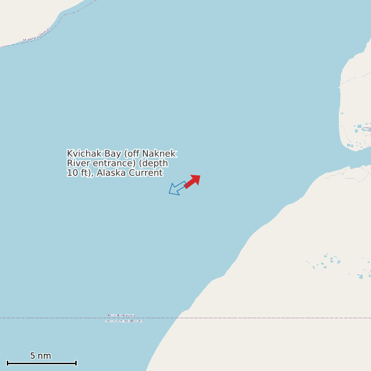 Map of Kvichak Bay (off Naknek River entrance) (depth 10 ft), Alaska Current Prediction Station