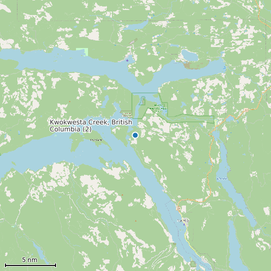 Map of Kwokwesta Creek, British Columbia (2) Tide Prediction Station